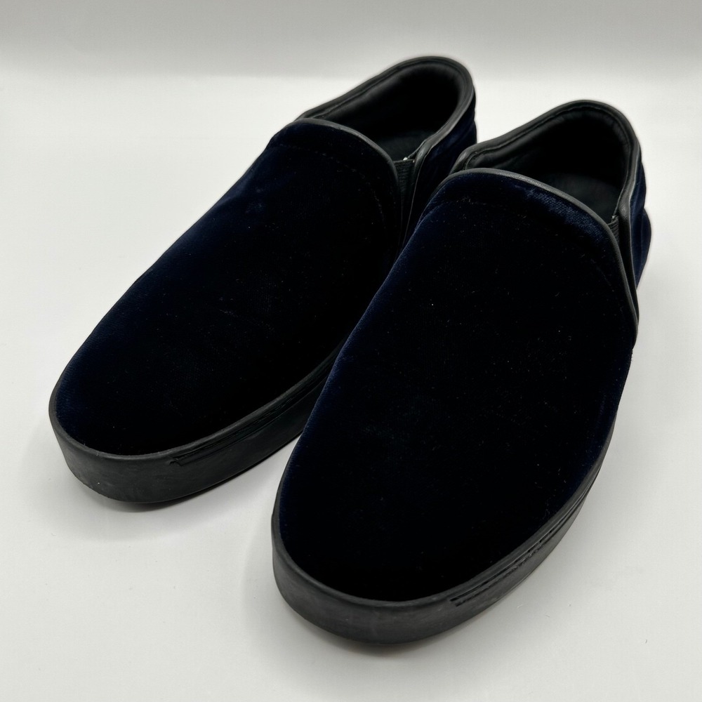Rag Bone New York Velvet Slip‎ On Sneakers Women Size 37 7 Navy Blue